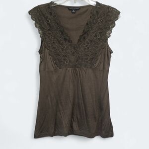 Banana Republic Womens Lace Trim Tank Top Romantic Y2K Brown Size Small